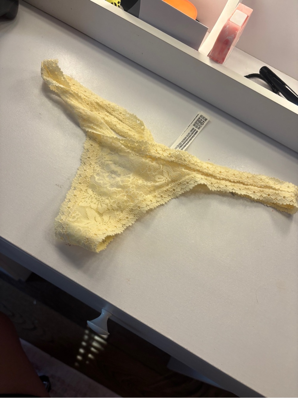 Victoria's Secret Pale Yellow Lace Thong